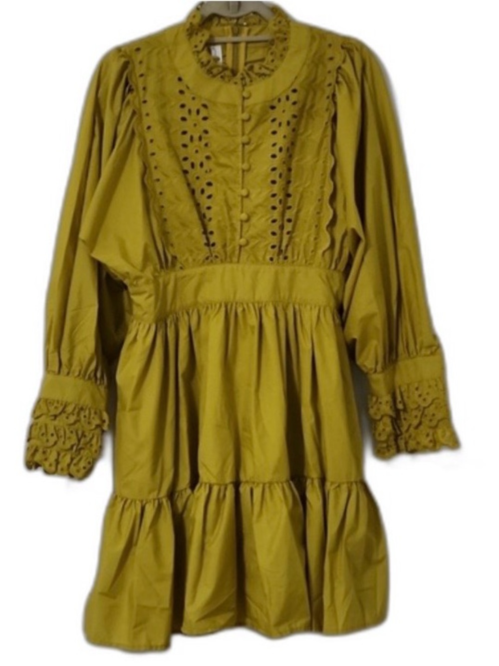 Brand New Yellow Embroidered Mini Dress - 2XL